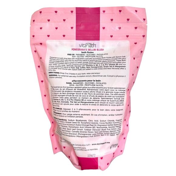Vitabath Bath Fizzies w/ Epsom Salt Relax Nourish Unwind Pomegranate Bellini 9ct - Picture 2 of 6
